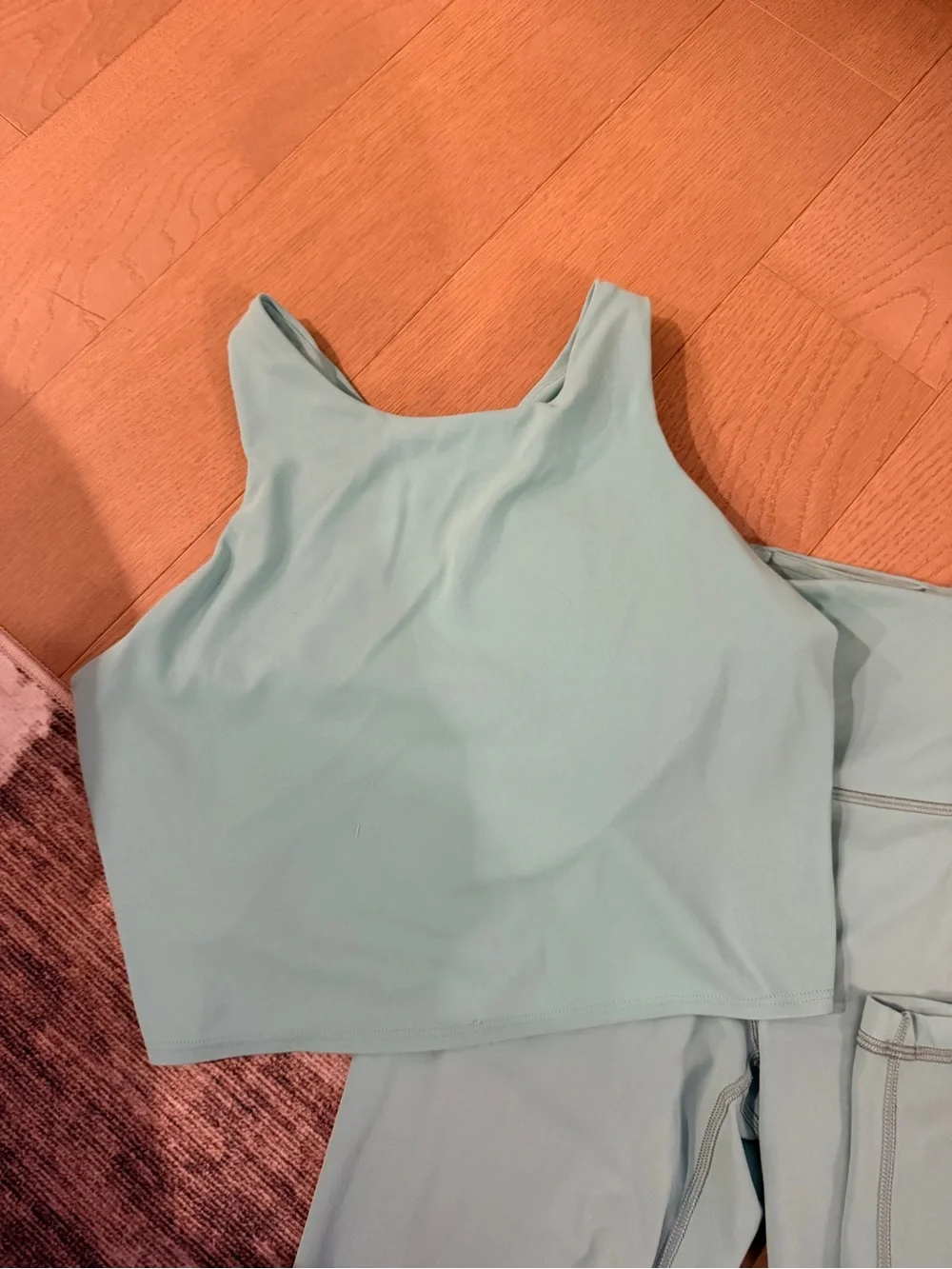 Athleta Mint Green Active Leggings & Crop Tank Set